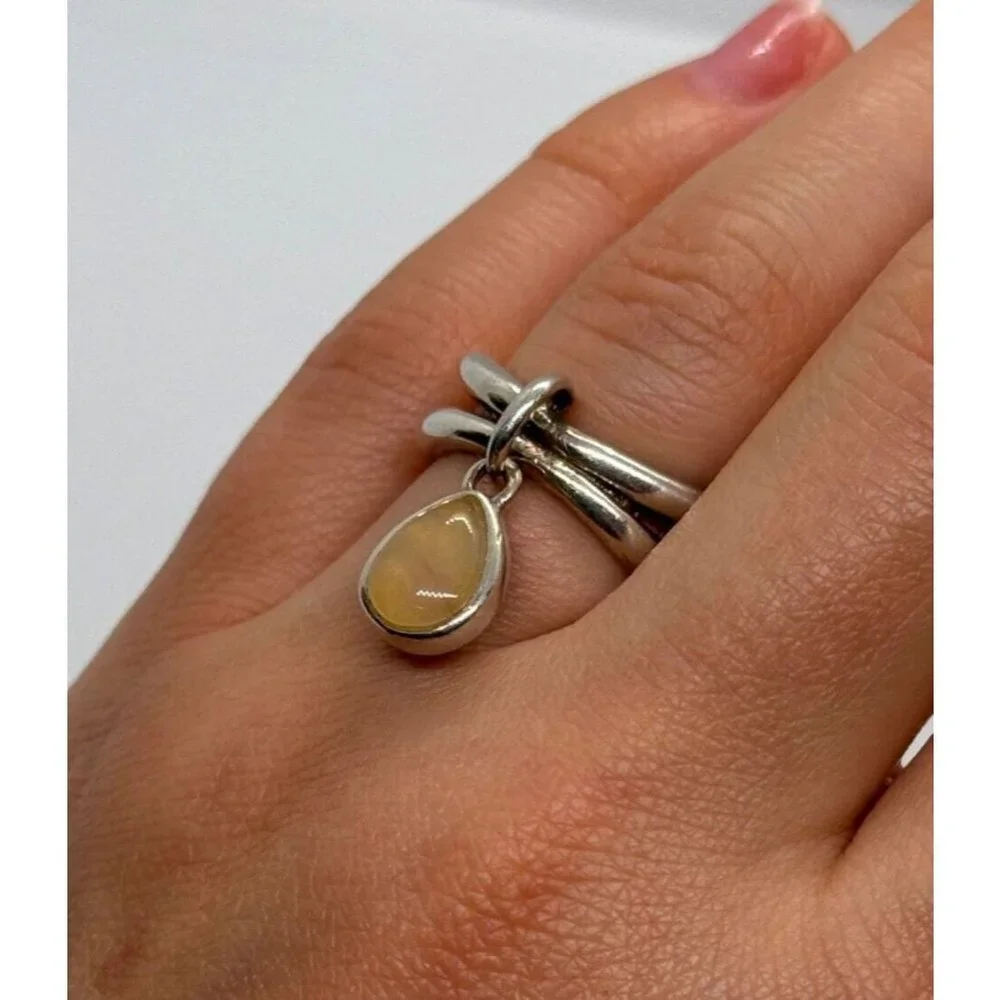 925 STERLING SILVER AGATE RING SIZE 6